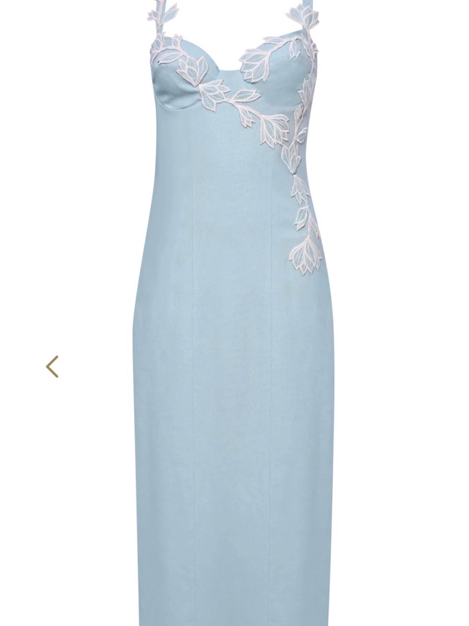 Patbo Light Blue Midi Dress With White Floral Appliqu